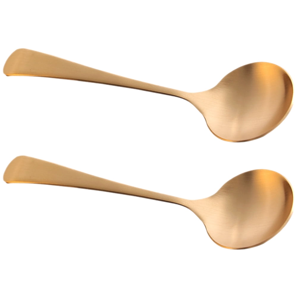 ULTNICE Metal Soup Spoons Brass Suitable for Soup and Rice Household Users Daily Use 2Pcs