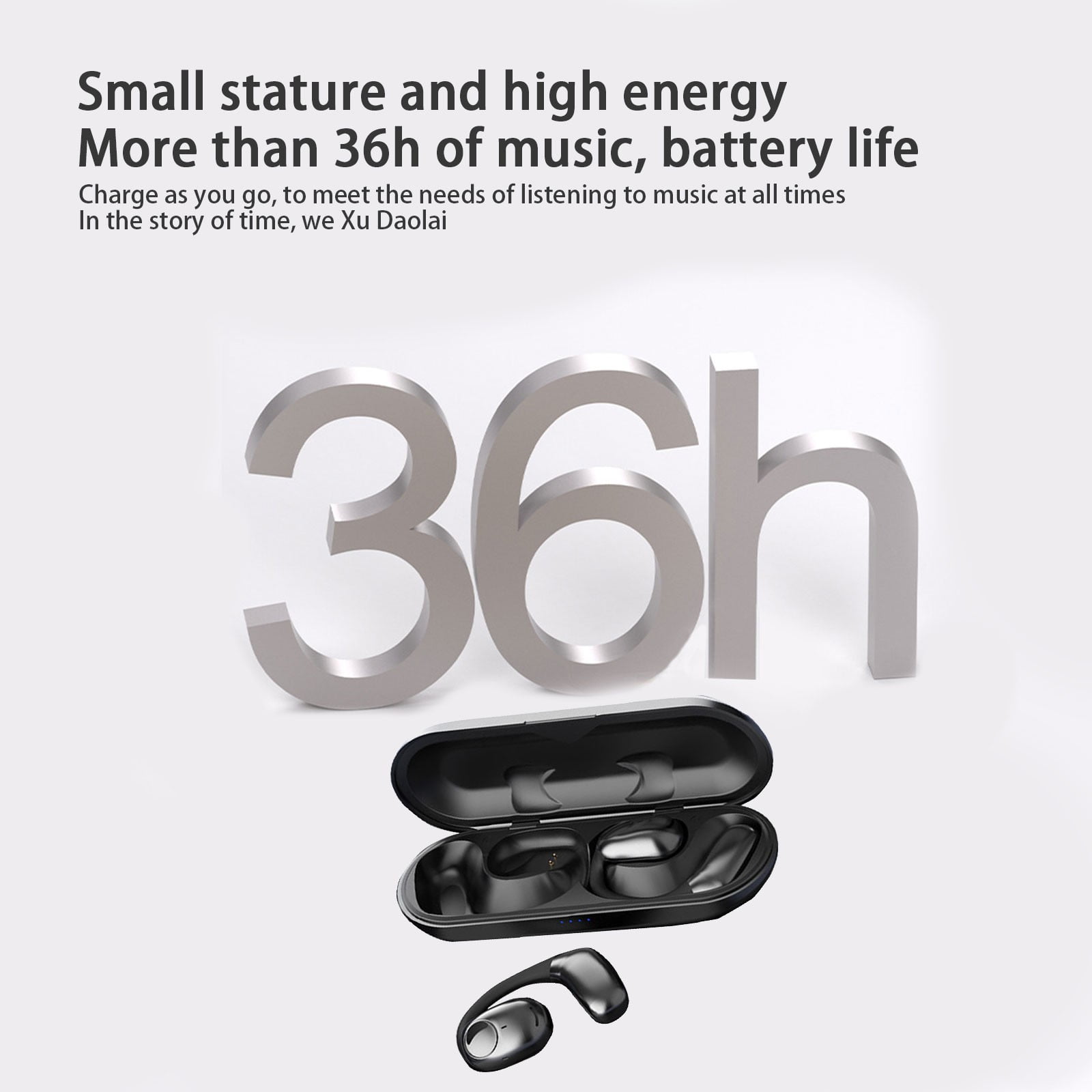 Open Ear Clip Wireless Earbuds Bluetooth 5.4, Lightweight Comfort Sports Bone Conduction Headphones Built-in Mic for Clear Audio, Stable Fit Earphones 24H Play(Black)