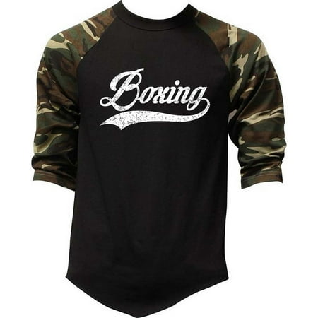 Script Camo - Men's Script Boxing Camo Raglan Baseball T-Shirt Medium Camo
