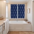 thumbnail image 3 of Navy Blue Anchor Kitchen Curtains 84 Inch Length, Nautical Coastal Summer Ocean Ship Grommet Top Bedroom Living Room Curtains, Light Filtering Cafe Curtain Drapes 2 Panels Set 104''x84'', 3 of 9