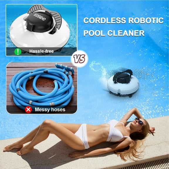 Cordless Robotic Pool Cleaner Pool Vacuum With Dual Motors Self Parking For Flat Ground Pools