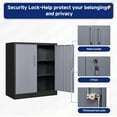 thumbnail image 4 of AUHUP 35" Metal Cabinet with Locking Doors and 2 Adjustable Shelves, Black Gray Garage Storage Cabinet for Warehouse, Basement, Home Office, File Storage Utility Cabinets, 4 of 7