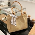 thumbnail image 3 of CoCopeaunts Summer Beach Tote Bag for Women Straw Beach Tote Bow Handbag Hobo Purse for Travel Vocation, 3 of 7