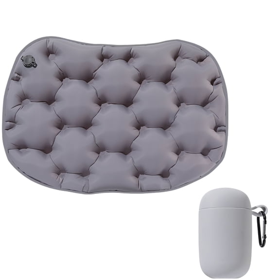 Inflatable Seat Cushion, Thick Airplane Cushion with Silicone Pump Case, Portable Travel Seat Pad for Long Flights Stadium Camping, Waterproof Carry Case for Hiking Backpacking