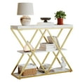 thumbnail image 4 of 3-Tier Industrial Entryway Console Table - X-Shaped Metal Frame & Open Storage Shelves, Ideal Hallway Accent Table, 4 of 9