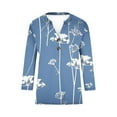 thumbnail image 5 of Womens Shirts Casual V-Neck Loose Fit Tunic Shirt Floral Printed 3/4 Sleeve Comfy Plus Size Ladies Tops and Blouses, 5 of 5