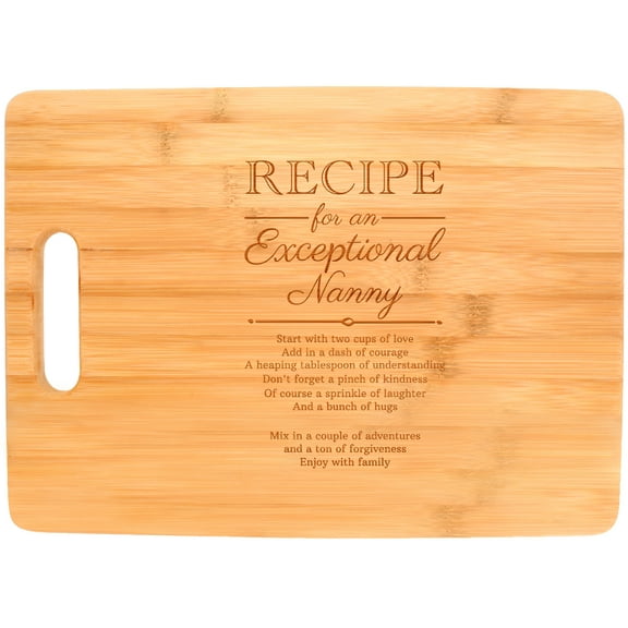 ThisWear Mothers Day Ideas for Grandma Nanny Recipe for an Exceptional Nanny Big Rectangle Bamboo Cutting Board