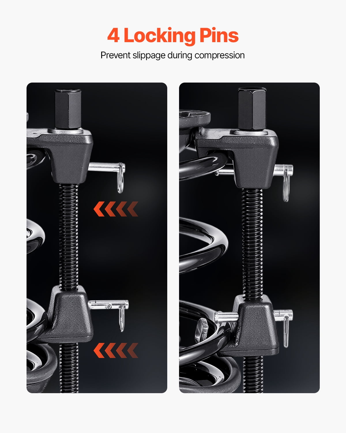 VEVOR Strut Spring Compressor, 2 Pack, Heavy Duty Coil Spring Compressor Tool with 10.4 Inches(256 mm) Range, Compatible with 0.86 inches(22 mm) Hex Sockets, Fit for Car Truck Motorcycle, Black