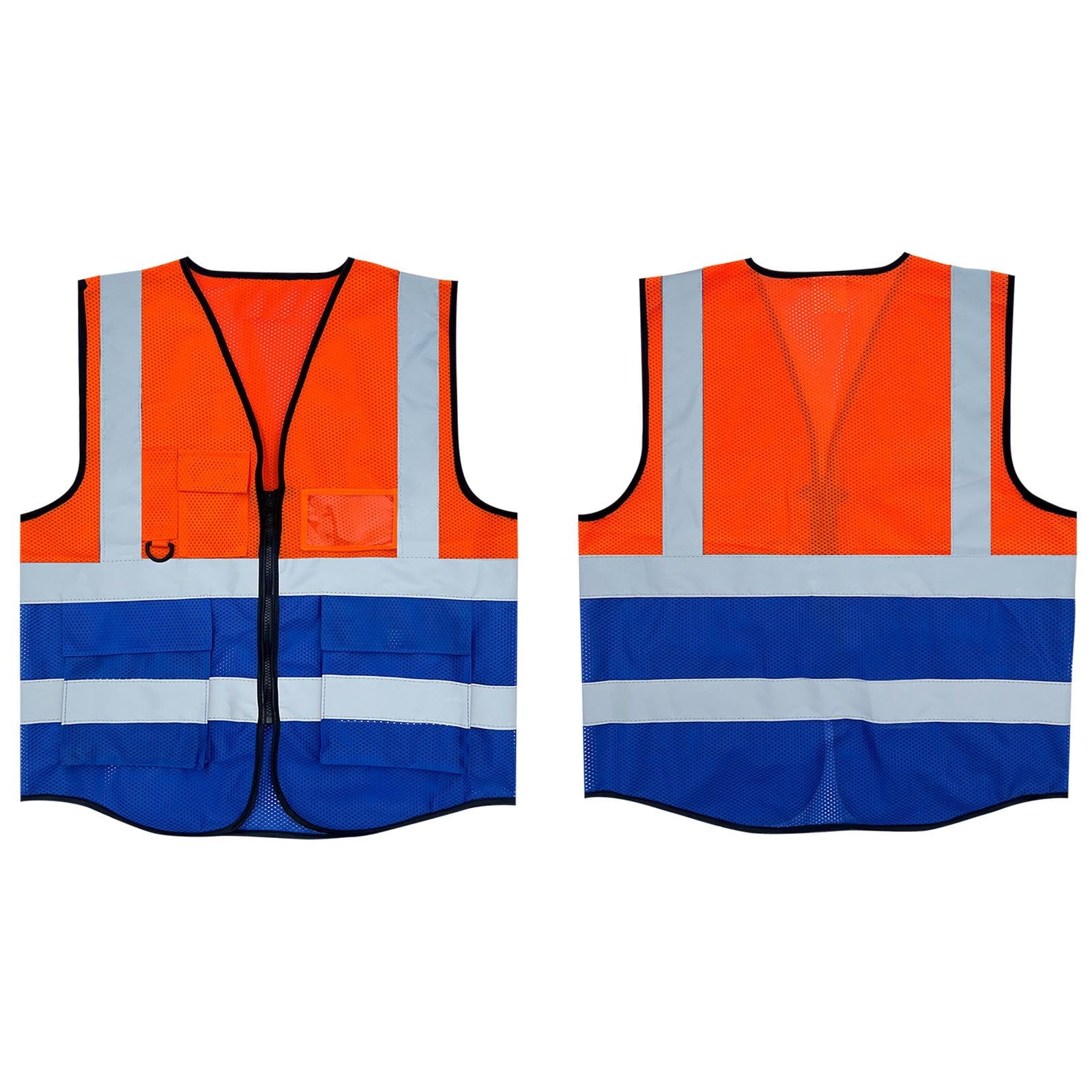Handshe Men's Reflective Vest with Zipper Pockets, Mesh Panels, Sleeveless No Hood for Construction Work, Traffic Safety and Outdoor Jobs
