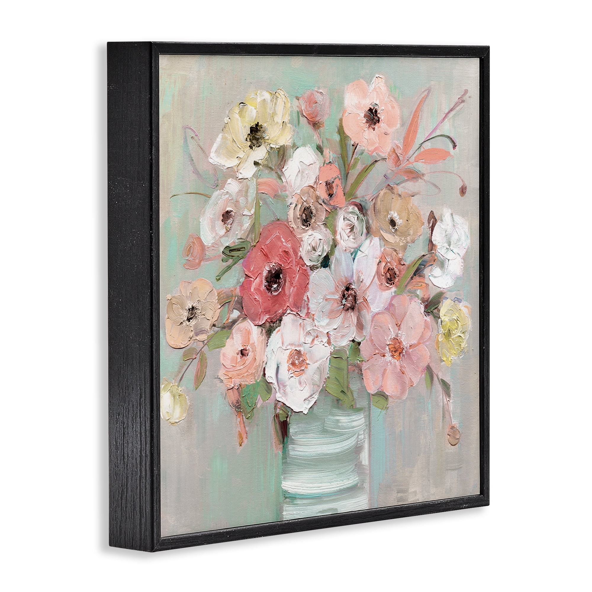 Stupell Industries Pastel Garden Peony Bouquet Black Framed Giclee Art, design by Sally Swatland