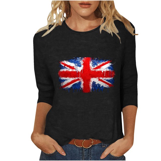 FAIWAD Hauts d'Été pour Femmes Manches 3/4 Col Rond Imprimé Tendance Blouses Décontractées Grande Taille