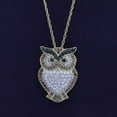 thumbnail image 3 of AFFY Crystal Owl Charm Pendant Necklace In 14k Yellow Gold Over Sterling Silver, 3 of 6