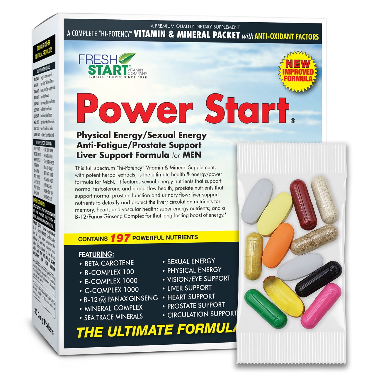 Power Start Men's Daily Multivitamin Pack for Physical Energy