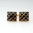 thumbnail image 2 of 2 Piezas Botones Gemelos de Camiseta Cuadrícula de para Hombre Boda Color Negro Oro Hugo Gemelos de hombre, 2 of 3