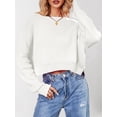 thumbnail image 4 of Women'S Oversized Batwing Sweaters Fall Outfits Trendy Crewneck Knit Side Slit Fashion Pullover Tops White M, 4 of 10