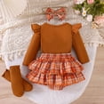 thumbnail image 5 of Whouriu Baby Halloween Outfit Set Cute Pumpkin Ruffle Romper Skirt Headband Leg Warmers Soft Party Wear 4Pcs Set, 5 of 8