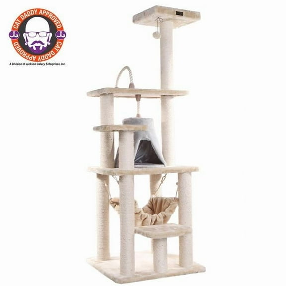 Armarkat Classic Cat Tree 30 x 28 x 65 - Beige with Silver Gray Condo