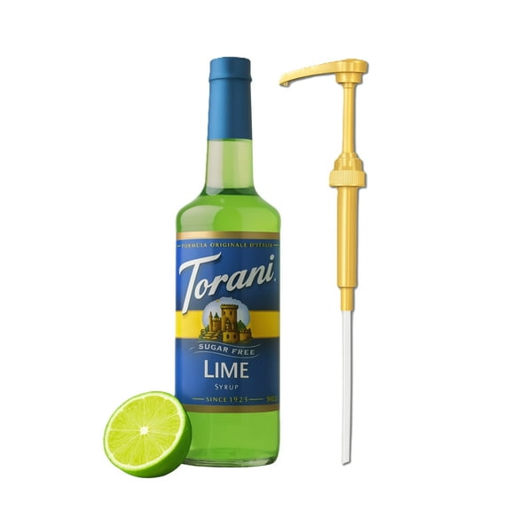 Torani Sugar Free Lime Flavouring Syrup, 25.4 fl oz Glass Bottle   Gold Pump