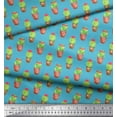 thumbnail image 2 of Soimoi Blue Poly Georgette Fabric Cactus With Conical Pot Tree Print Sewing Fabric Yard 42 Inch Wide, 2 of 3
