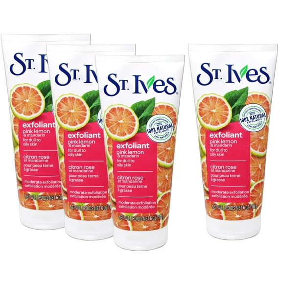 Pack of (4) St Ives Scrub, Even And Bright Pink Lemon And Mandarin Orange 6 Ounce