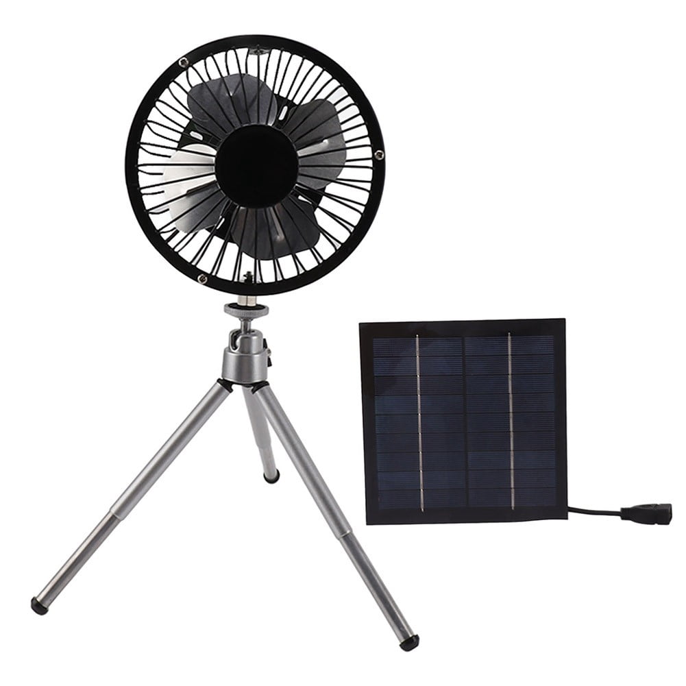 JINGT Portable 10W Solar Panel USB Fan with Telescopic Bracket for Camping Travel Home