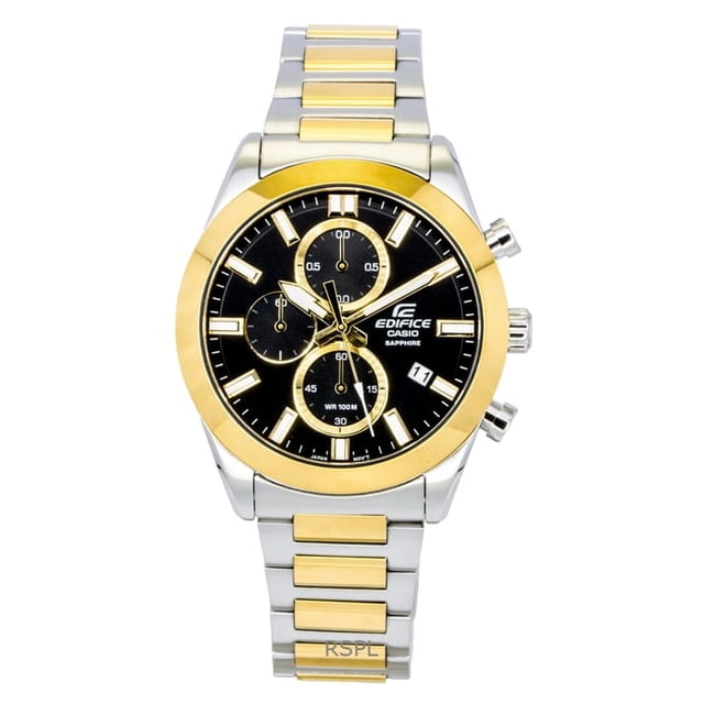 Casio Reloj Edifice EFB-710SG-1AV de Cuarzo Analógico con Cronógrafo, Dos Tonos, Acero Inoxidable y Esfera Negra, para Hombre, 100 M