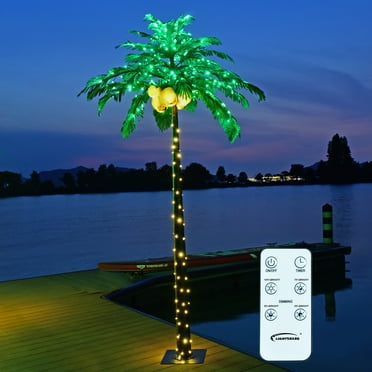 Lightshare Upgraded Lighted 9FT Artificial Lighted Palm Tree, 368 LED Lights, Decoration for Home,Party, Christmas, Nativity, Outside Patio