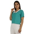 thumbnail image 3 of Moomaya Womens Peter Pan Lace Collar Top Plain Jersey Short Casual Tshirt, 3 of 8