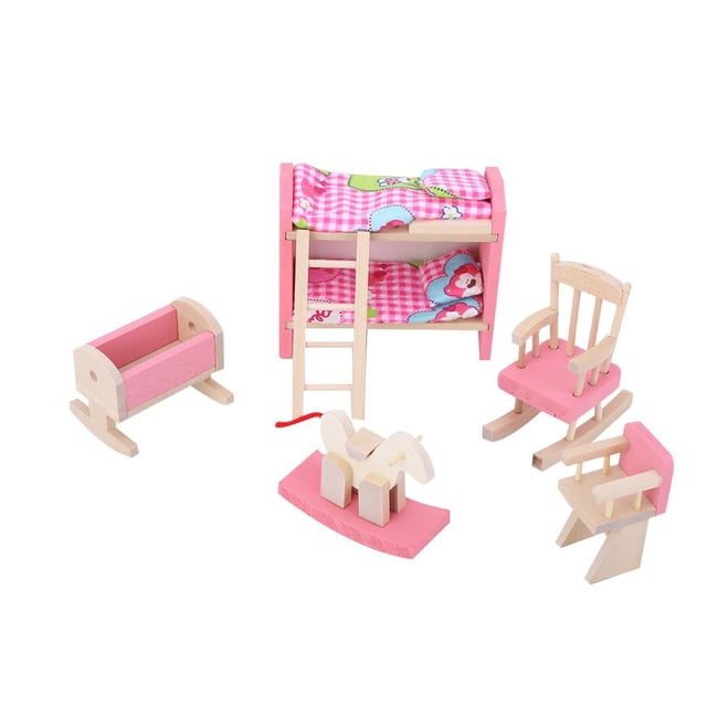 Greensen Jeux d'Habillage pour Enfants Mini Ensemble de Meubles en Bois de Simulation Réaliste pour Accessoire de Maison de Poupée 1:12, Meubles de Maison de Poupée, Meubles de Maison de Poupée en Bois