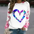 thumbnail image 6 of Craaazy Women's Pink Valentines Shirts Love Heart Graphic Crew Neck Long Sleeve Shirts Gifts, 6 of 7
