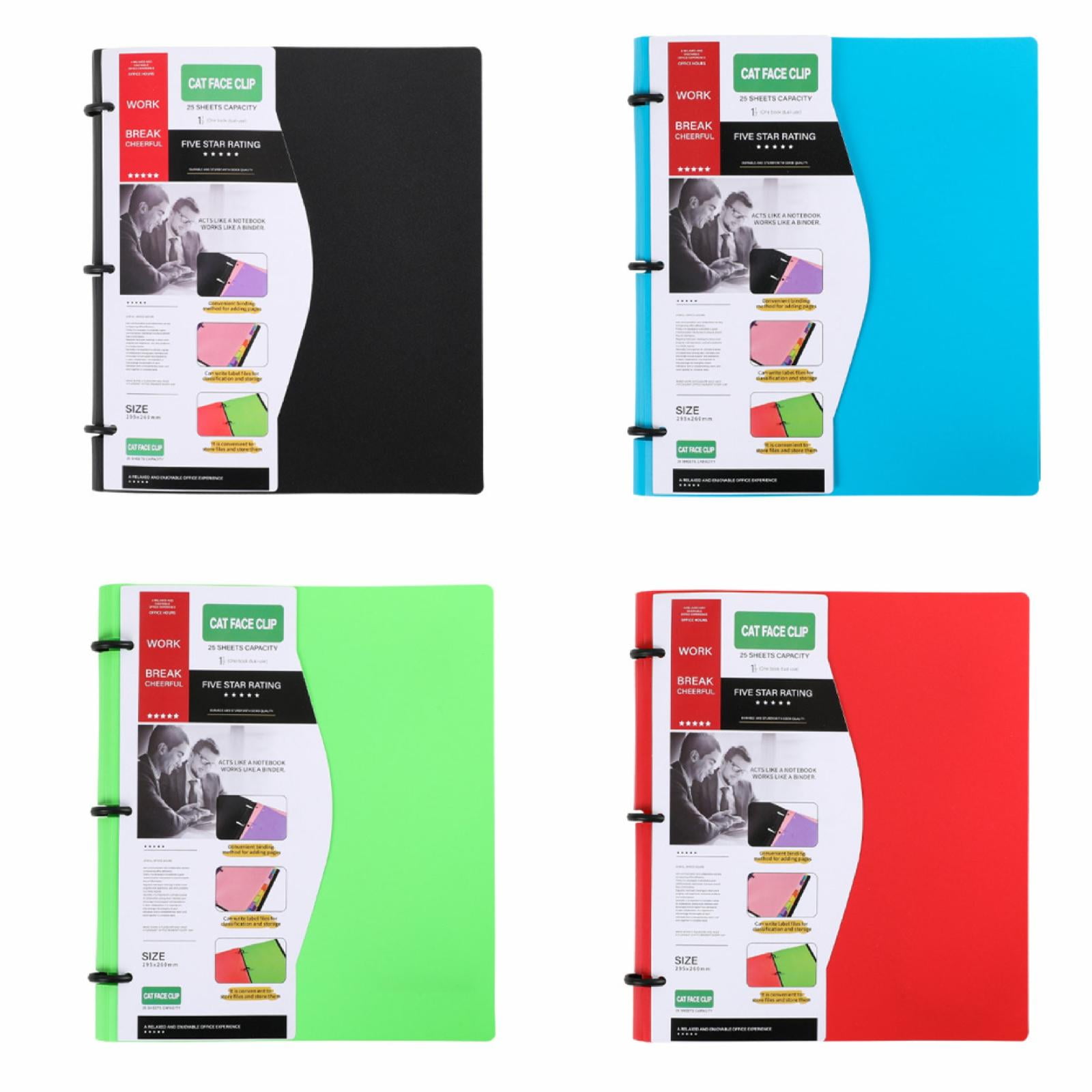 4 Pack Notebook Binder Hybrid Notebinder - 1 Binder Capacity - Refillable College Ruled Notebook Large Sheet Capacity Durable Foldable (Green+Blue+Red+Black)