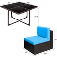 thumbnail image 7 of Vineego 5 Pieces Patio Dining Sets Outdoor Conversation Sets Wicker Patio Sectional Sofa with Tempered Glass Table(Blue), 7 of 7