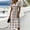 Gray, variant on Women's Gingham Plaid V-Neck Midi Dress - Short Sleeve Ruched Waist A-Line Dress - Sweet French Cottagecore Summer Casual Dress for Picnics, Vacations, and Daily WearBrown M