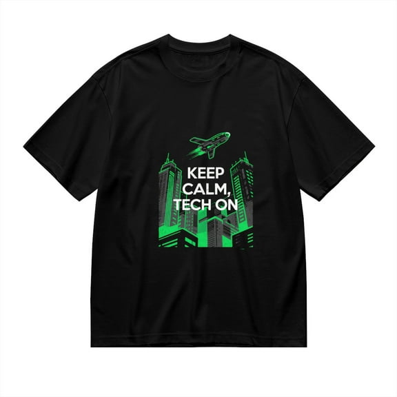 T Shirt for Men, Keep Calm Tech On,City Drone Print, Vintage Graphic Tees Men, 23985942,S