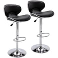 thumbnail image 6 of Set of 2 Adjustable Swivel Bar Stools, PU Leather Counter Height Barstools with Back & Footrest for Kitchen Island Pub Dining(Black/Silver Base), 6 of 11