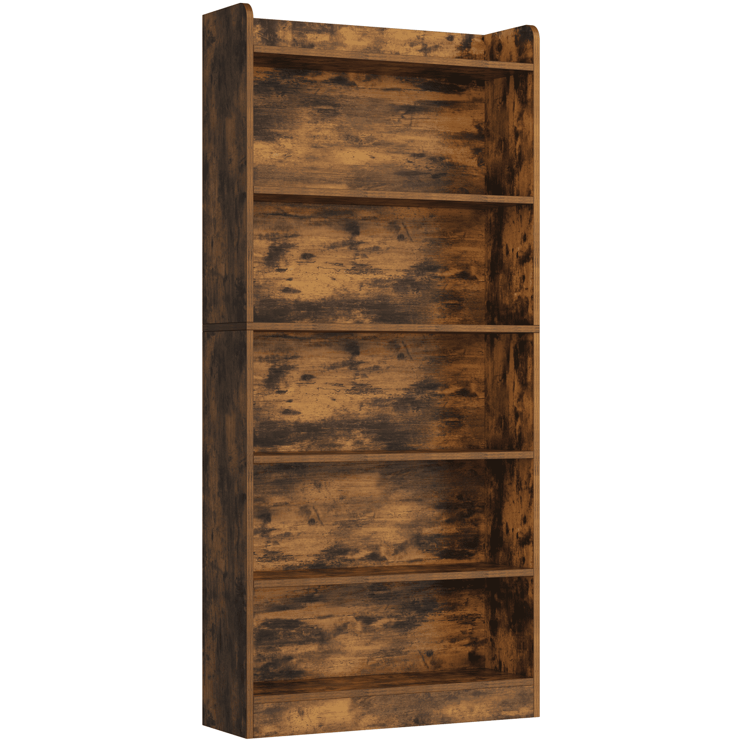 Renwick 6-Tier Open Shelf Bookcase with Top Open Compartment, Rustic Brown