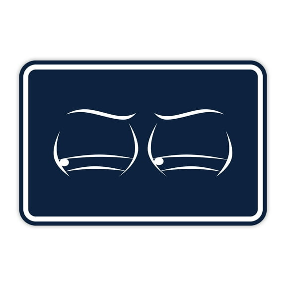 Signs ByLITA Classic Framed Two Eyes Graphic Surveillance Sign (Navy Blue / White) - Large