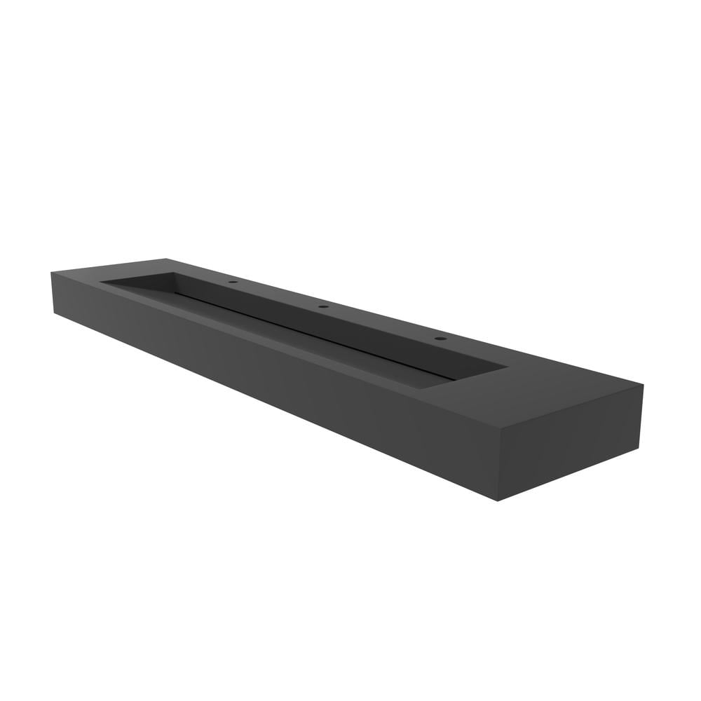CastelloUSA Pyramid Solid Surface Wall-Mounted Bathroom Sink Black 84"