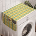 thumbnail image 1 of Abstract Washing Machine Organizer, Striped Rhombus Pattern in a Colorful Style, Anti-slip Fabric Top Cover for Washer and Dryer, Dark Mustard Sea Blue, by Ambesonne, 1 of 1