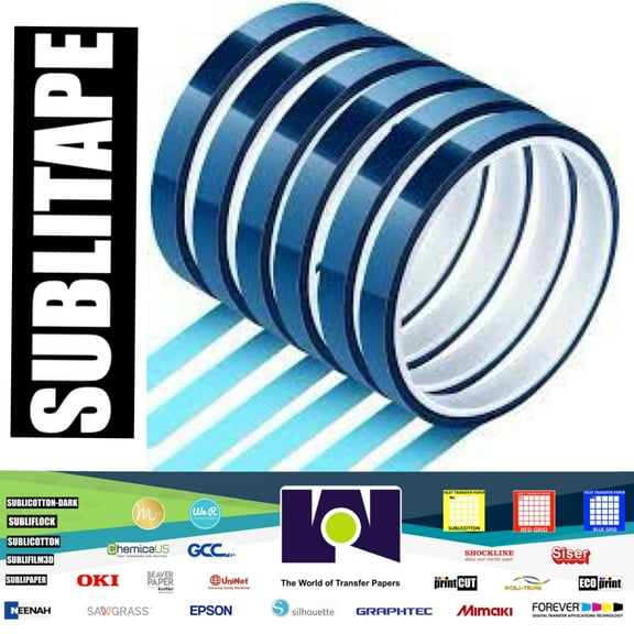 6 rolls Heat resistant Tapes Sublimation Press Transfer Thermal Tape 6mm*30m BLUE