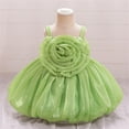 thumbnail image 2 of Moocorvic Baby Girls Sleeveless Dress, Summer Pure Color Off Shoulder Tulle Baptism Gown with Big Bow, Flower Girl Party Outfit 18-24 Months,Green, 2 of 9