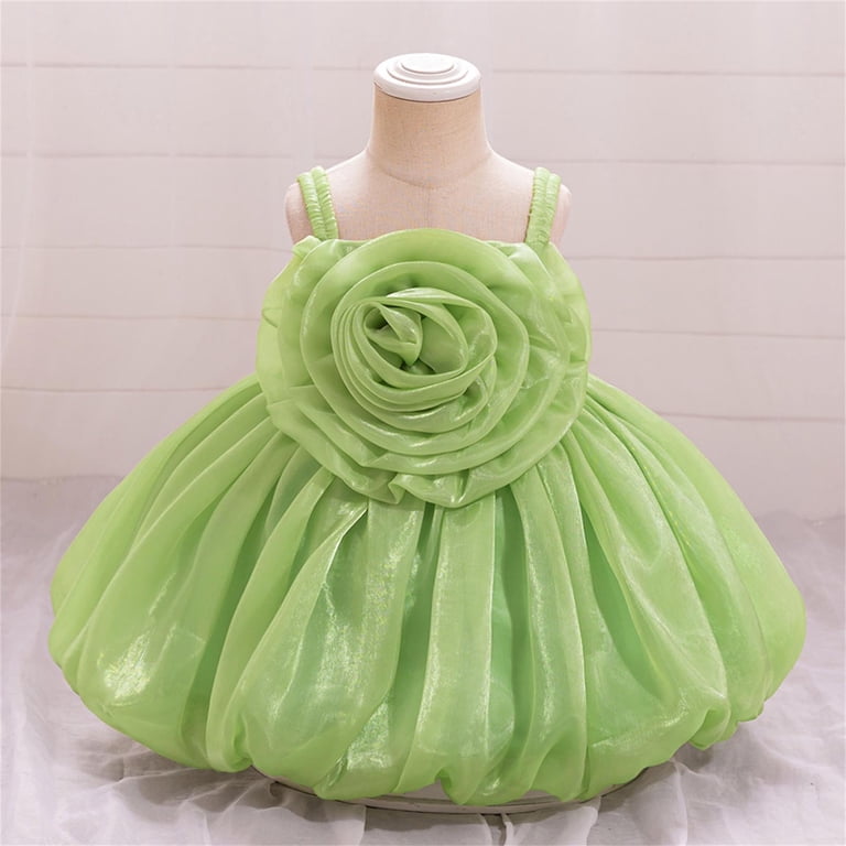green dress for christening TEAJOPSUU Toddler Baby Girls Princess Dresses Christening Dress Sleeveless  Suspender 3D Flower Tulle Dress Wedding Birthday Pageant Tutu Gown F-Green