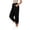 Black, variant on Women's Solid Color Cotton Linen Blend High Waist Cropped Pants Side Pockets Tie Hem Flattering Fit Casual Long Pants Purple