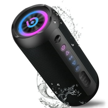 Portable Bluetooth Speaker IPX7 Waterproof, 30W Loud Sound, Deep Bass, Bluetooth 5.3, LED Lights, Wireless Stereo Pairing, 30H Playtime, for Home/Outdoor/Party/Beach, Birthday Gift (Black)