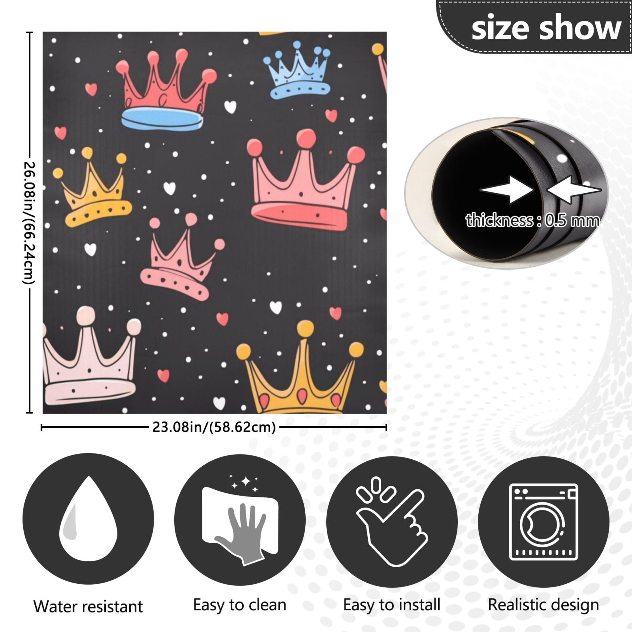 Dishwasher Magnetic Sticker 23x26 Inch Refrigerator Magnetic Sticker Washing Machine Magnetic Sticker Kitchen Panel Magnetic Sticker Home Decor Cartoon Crown Cute