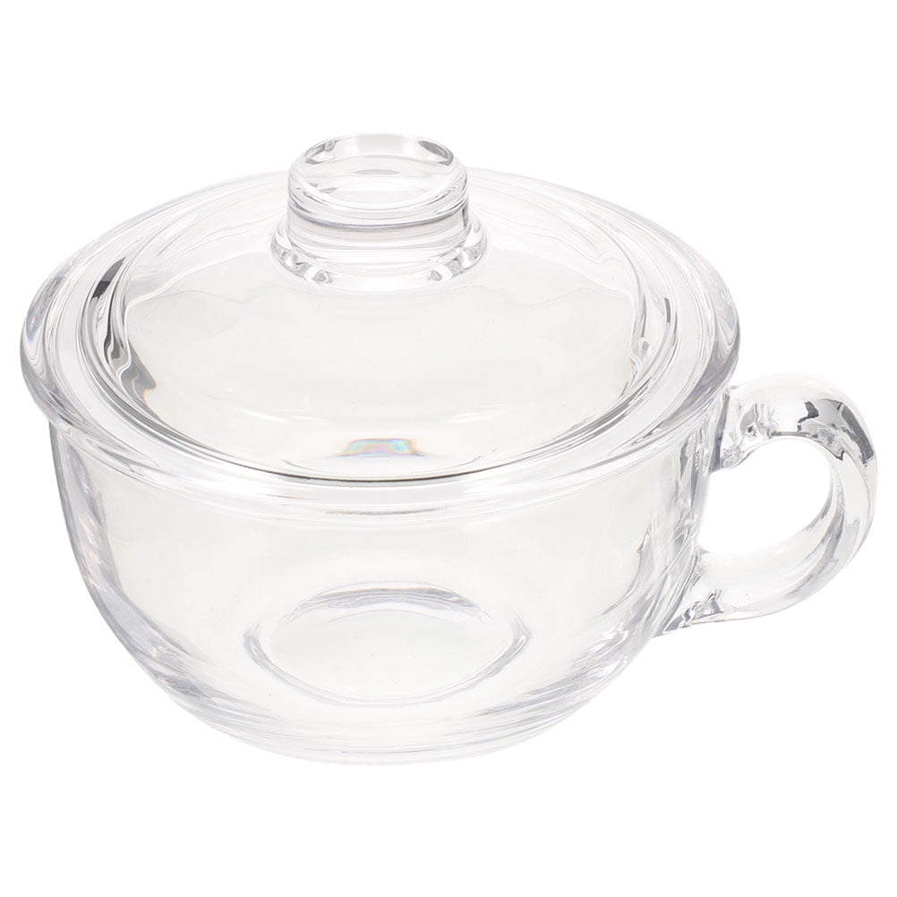  Clear Soup Bowls with Handle and Glass Lid 600ml 20OZ,  Microwave Round Cereal Mug Mixing Bowl 4 Cup, Insulated Oatmeal Bowl for  Breakfast Rice Salad Fruit Yogurt ,1 Pack: Home 