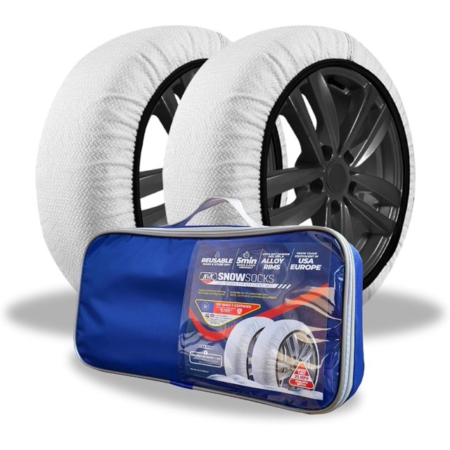 Knk Boutique Calcetines De Nieve Para Neumáticos - Serie Eco Para Un Agarre Eficiente Alternativo Para Cadenas De Nieve De Neumáticos - Dispositivo De Tracción De Nieve Para Turismos, Suv, Camiones, A