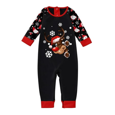 

Christmas Pajamas for Family Parent-Child Outfit Winter Fall Babies Cute Romper Clothes Long Sleeve Santa Prints Jumpsuit Pajama Sets