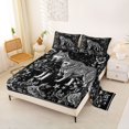 thumbnail image 2 of Manfei Black Rose Floral Queen Sheets,Gray Wolf Pattern Queen Sheet Sets,4-Piece,1 Flat Sheet, 1 Fitted Sheet and 2 Pillowcases, 2 of 6