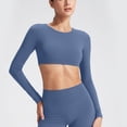 thumbnail image 5 of yillto Women Crop Long Sleeve Tee Workout Yoga Shirts Basic Athletic Yoga Running Cropped Gym Tshirts, 5 of 8